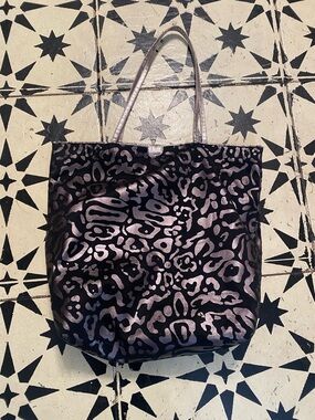 carlos falchi metallic animal print bag